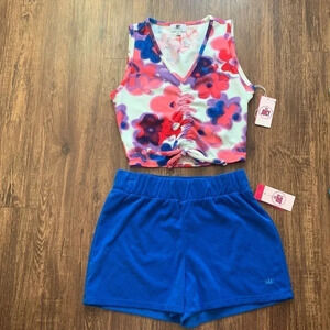 Juicy Couture Terry Towel Set Ruched Top, Shorts Medium NWT